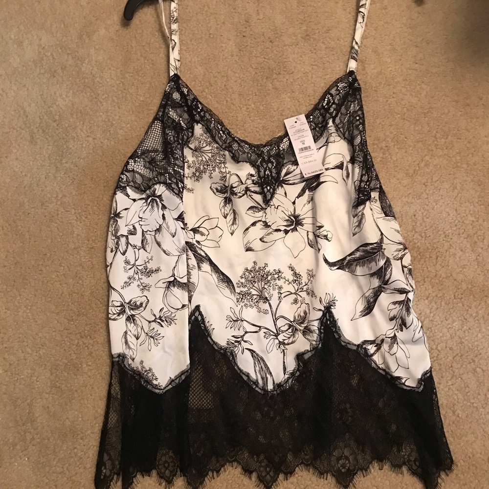 WHBM lace trim floral cami